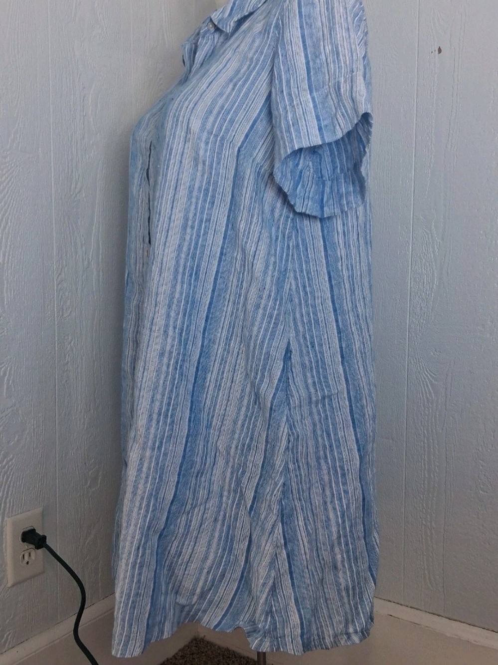 Tahari Lagenlook 100% Linen Striped 1X Dress Essential Coastal Cruise Staple - Picture 4 of 10
